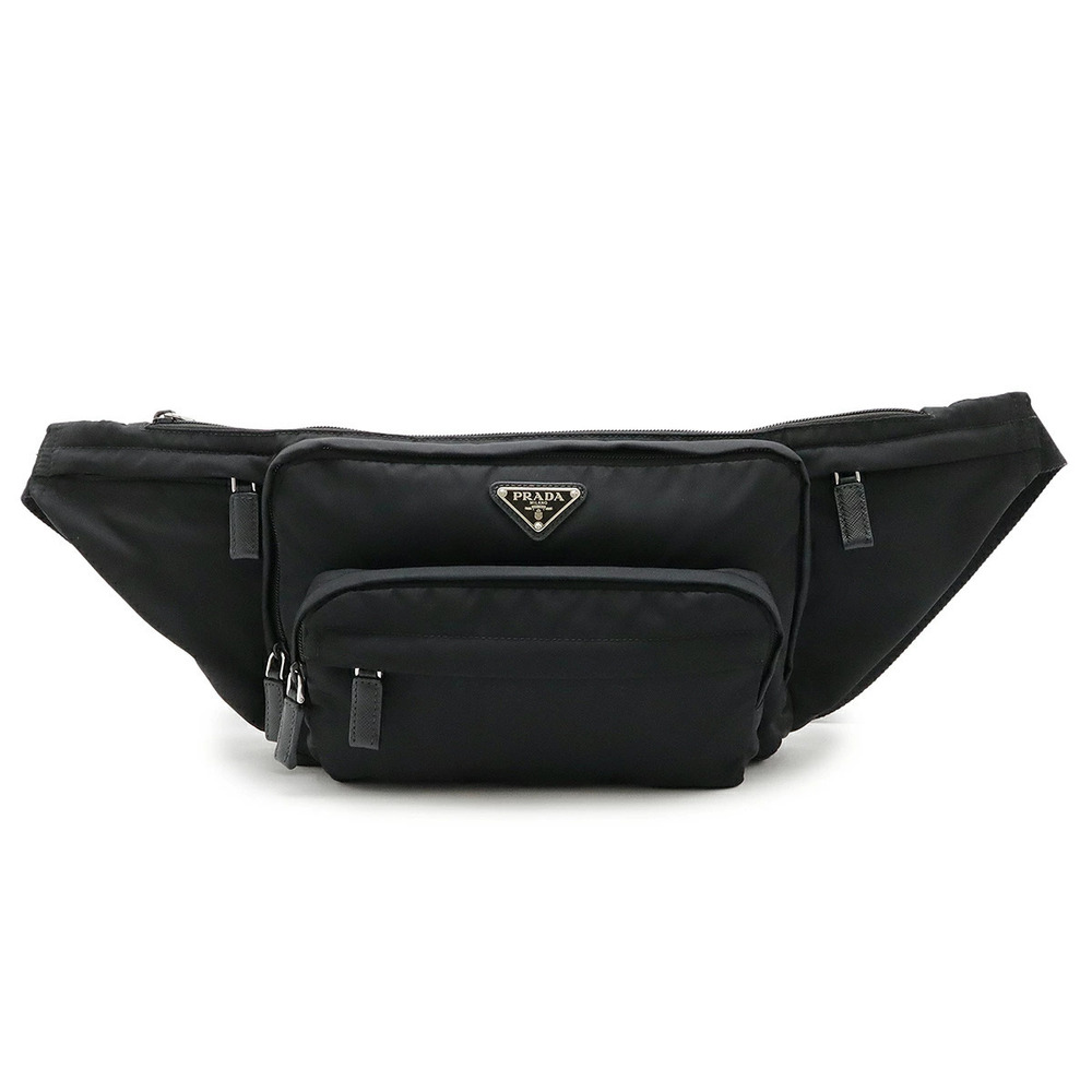 Prada Triangle Waist Bag Pouch Clutch Body Hip NERO Black